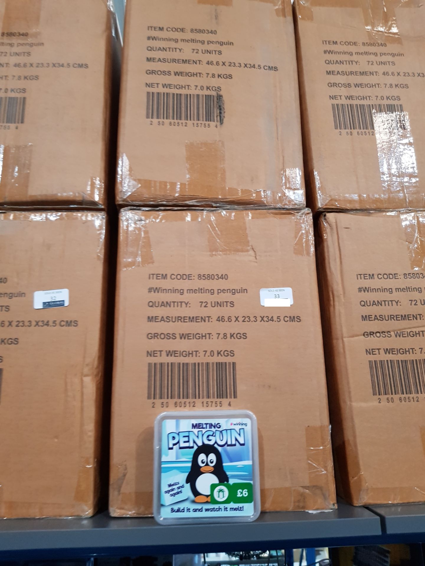 **Combined RRP £864** - 144 X #Winning Melting Penguins (As New / Sealed Box, RRP £6 Each)