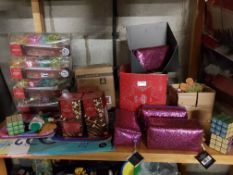 A Qty Of Mixed Christmas Items To Inc 8 X Geometric Glass Lights, Glitter Make Up Bags, 3 X 90 Fair