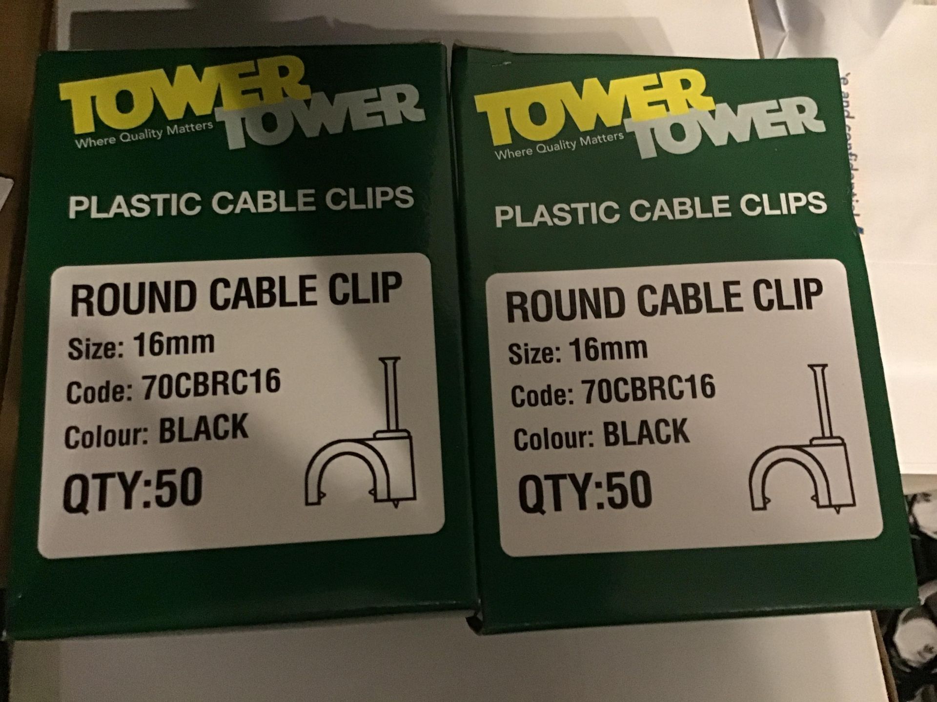 2 X Tower Plastic Cable Clip 16Mm Black Pk50 - Image 2 of 2