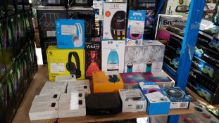 24 Items Ð Mixed Lot To Inc He Bluetooth Speakers Laser Keyboards & Wireless / Folding Headp...