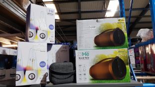 6 Items Ð 3 X He Lightshow Water Speakers, 2 X He Sound Tube Speaker & 1 X He Fabric Speaker