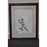 Allan Border limited edition print signed by Old England v Old Australia teams 2001