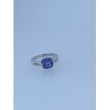 9ct whitegold synthetic sapphire and diamond ring