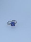 9ct whitegold synthetic sapphire and diamond ring