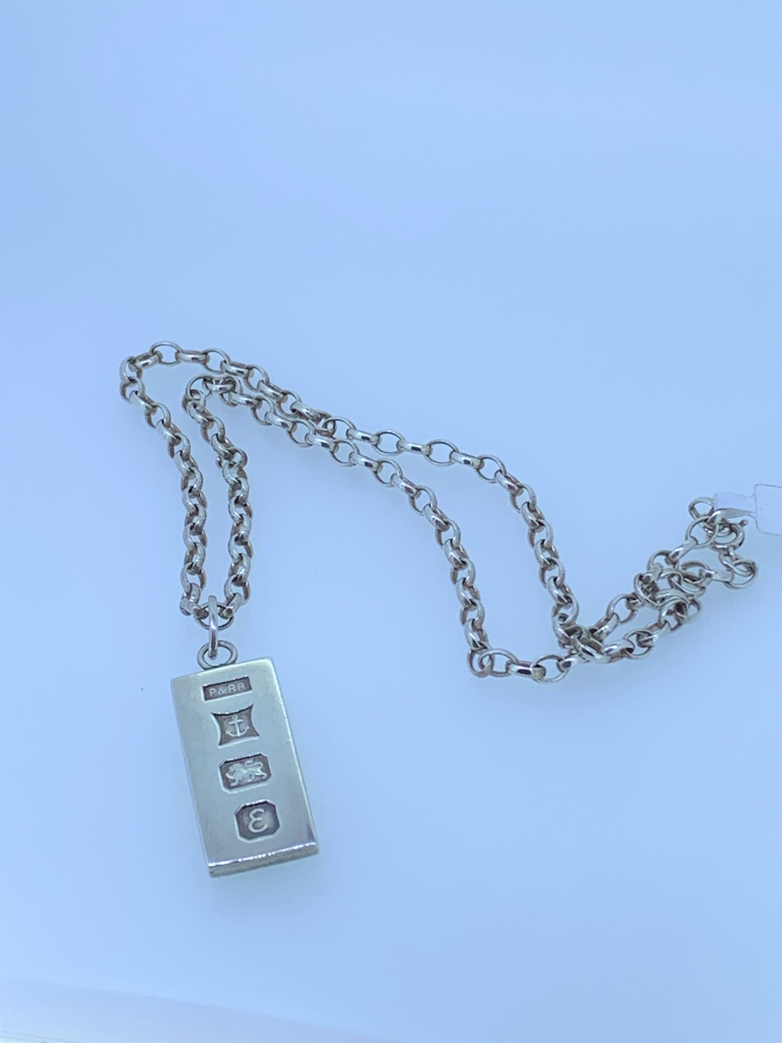 Silver ingot and belcher chain 18 icnh length