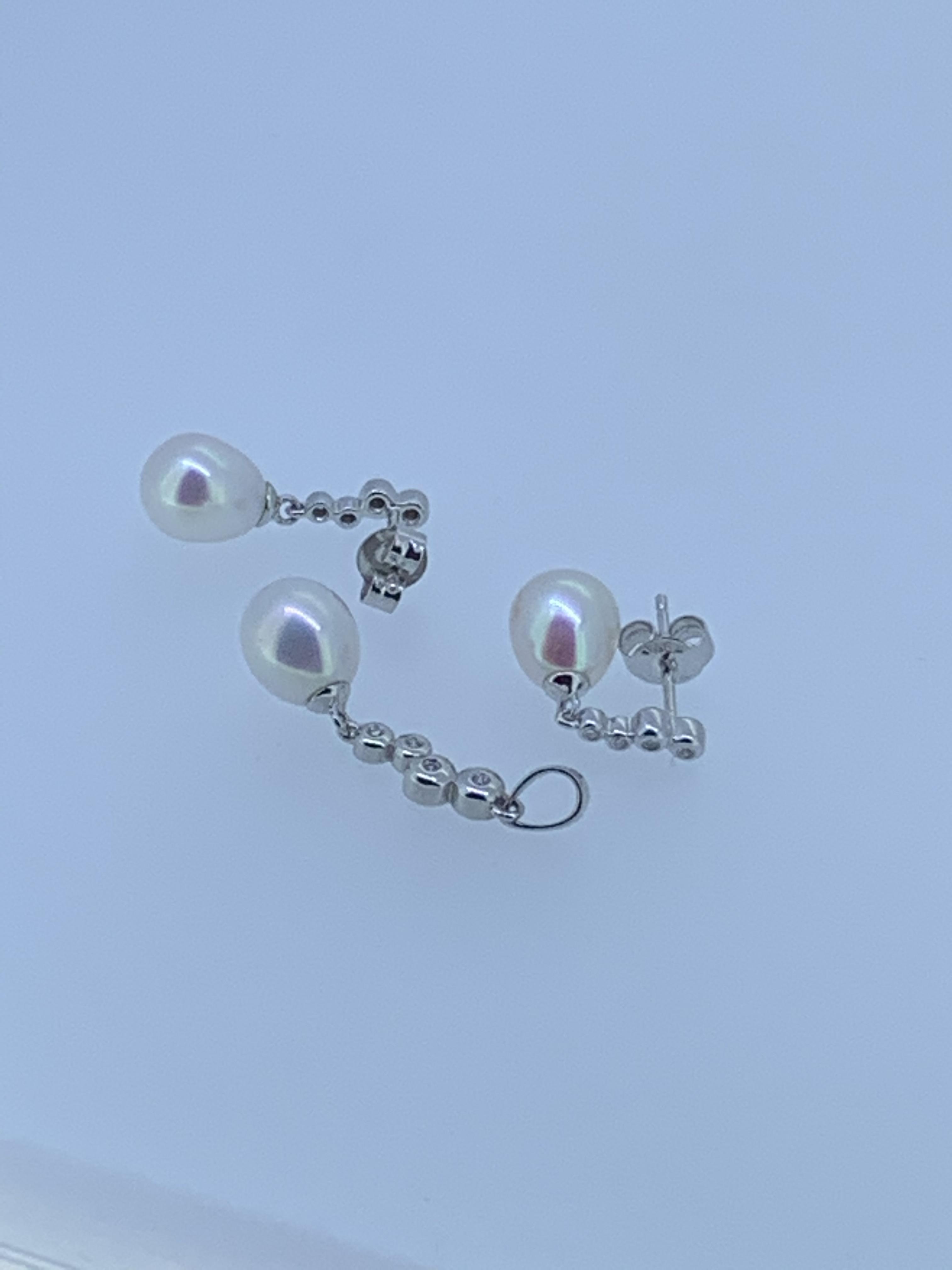 9ct white gold cultered pearl and diamond set - Image 4 of 5