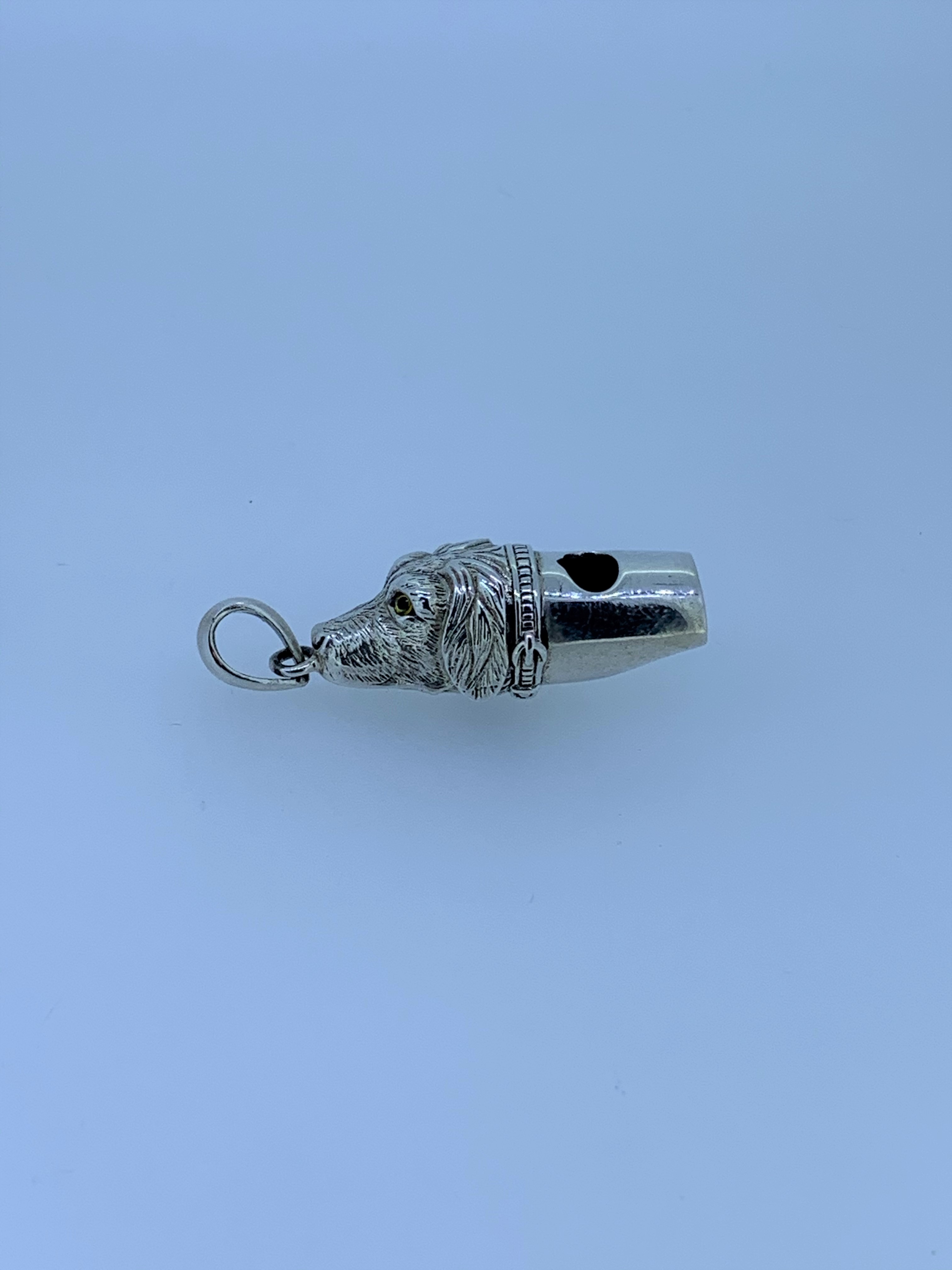 Silver dog whistle pendant uk halmark