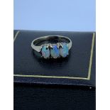 9ct yellow gold threee stone opal ring