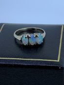 9ct yellow gold threee stone opal ring