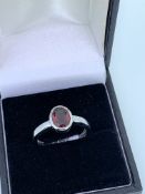 925 silver oval cut garnet ring