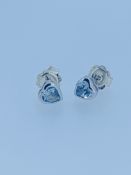 9ct white gold topaz heart cut stud earrings