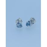 9ct white gold topaz heart cut stud earrings