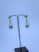 9ct yellow gold sapphire and diamond drop earrings