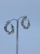 9ct white gold toned creole earrings