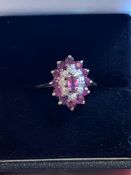 9ct yellow gold ruby and diamond ring