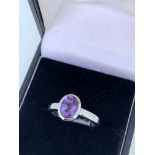 925 silver oval cut amethyst ring