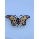 925 stamped enameled butterfly broach