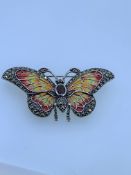 925 stamped enameled butterfly broach