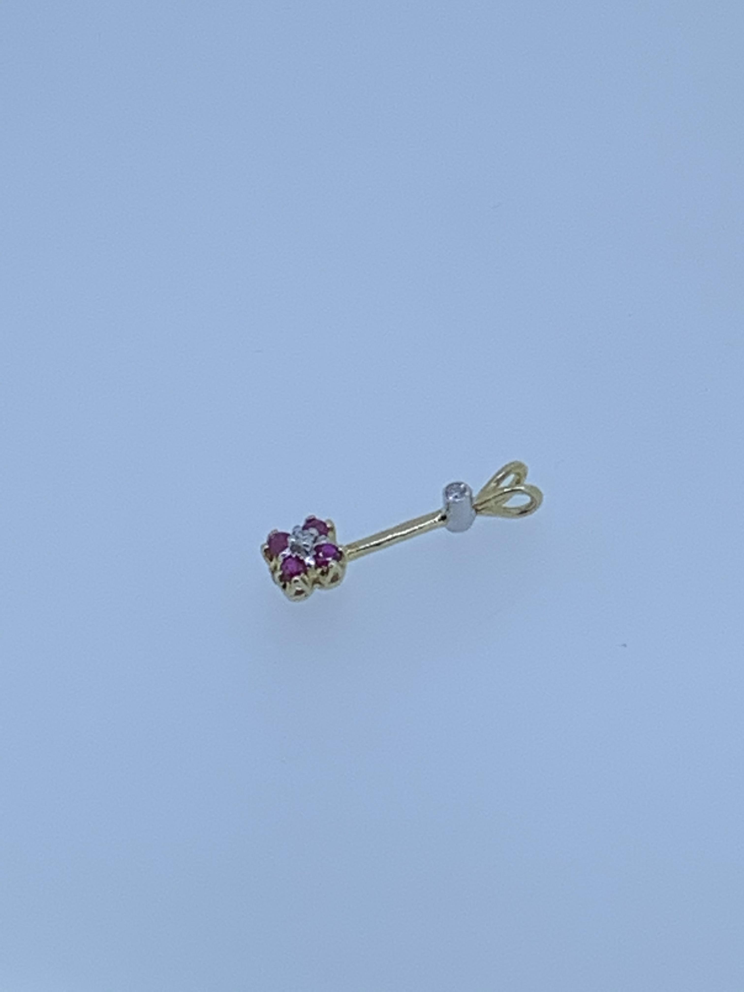 9ct yello gold ruby and diamond pendant - Image 2 of 3