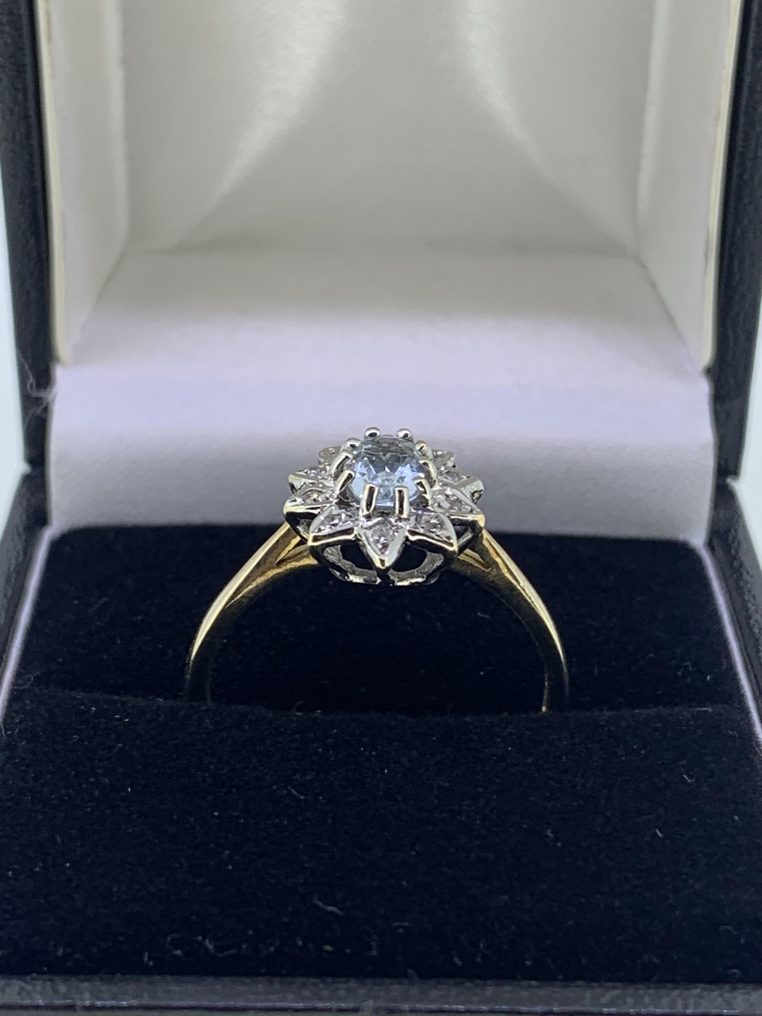 9ct aquamarine and diamond ring - Image 2 of 4