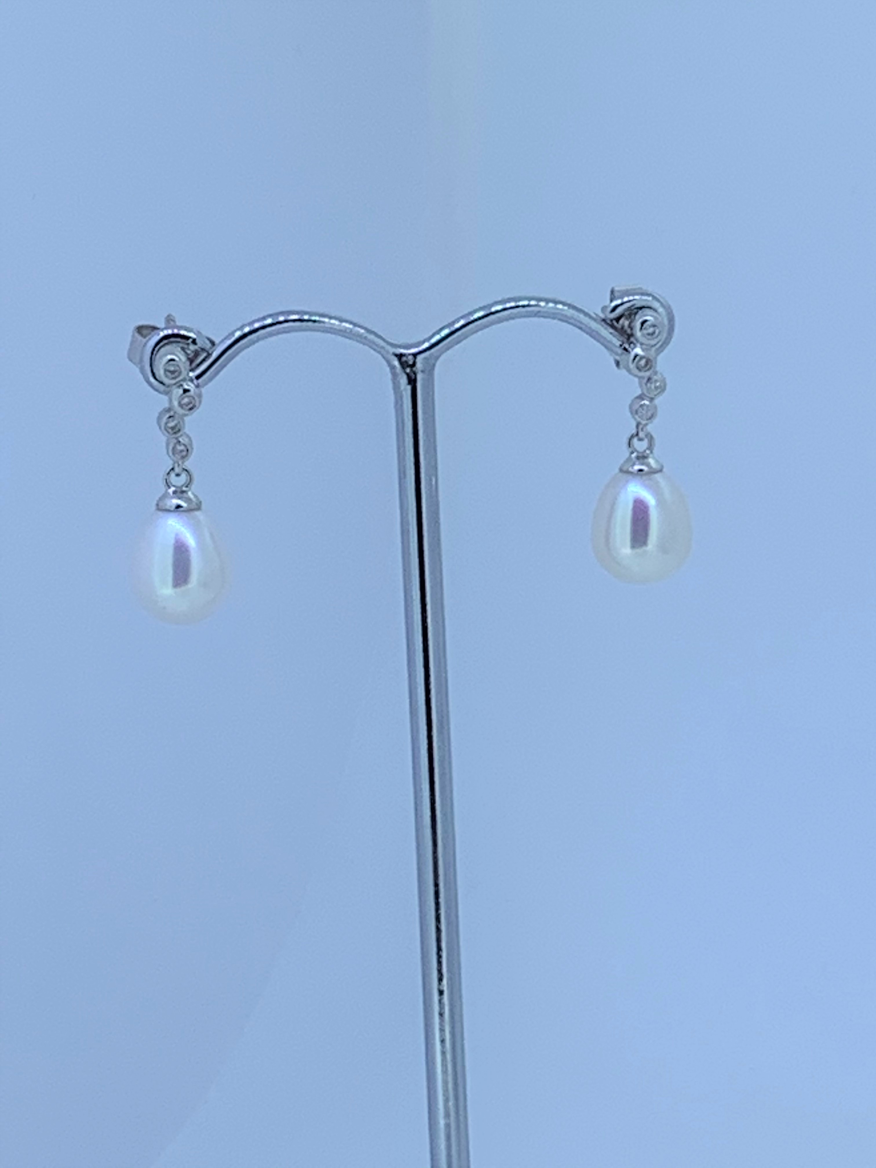 9ct white gold cultered pearl and diamond set - Image 2 of 5