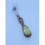 925 silver pendant set with marcasite and lemon quartz