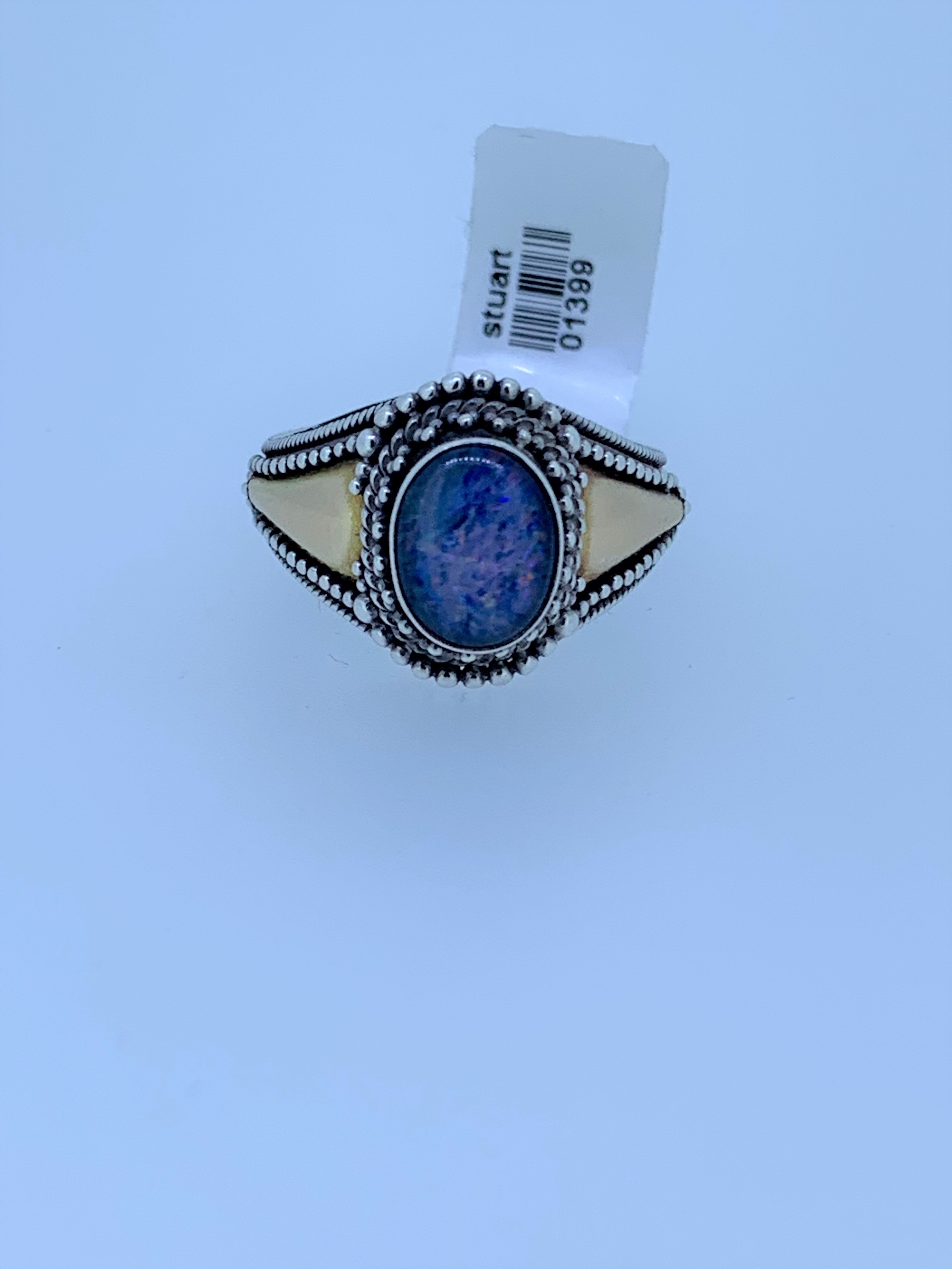 Suarti doublet opal silver and gold ring - Image 4 of 4
