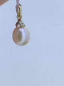 9ct cultured pearl and diamond pendany