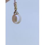 9ct cultured pearl and diamond pendany