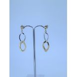 9ct yellow and white gold drop earrings