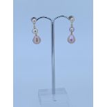 9ct yellow gold fresh water cultured pearl drop earrings