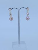 9ct yellow gold fresh water cultured pearl drop earrings