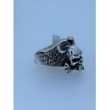 925 silver hells angels style skull ring