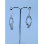 9ct white gold glitter twist drop earrings