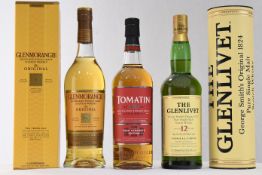 Tomatin Cask Strength Edition, Glenmorangie & Glenlivet 12 Year Old