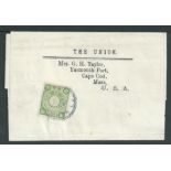 China - Japanese Post Office 1900 Perf. 12.1/2 2s yellow-green tied to Wrapper addressed to U.S.A. b