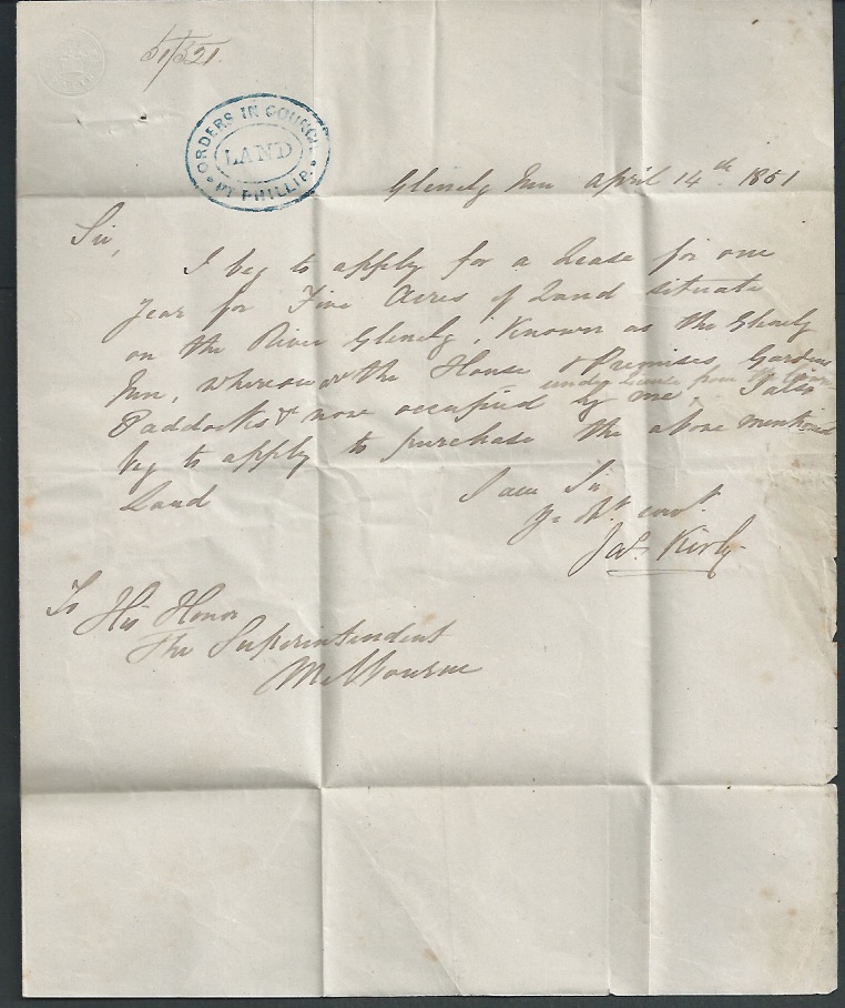 Victoria 1851 Entire Letter from Glenelg Inn to Melbourne, prepaid "2', with a good example of the - Image 3 of 4