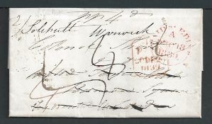 G.B. - Uniform 4d Post 1839 (Dec 18) Entire letter prepaid 4d from Edinburgh to London with paid da