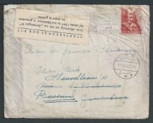 Crash & Wreck Mail 1945 (Jan 2) Water stained cover with enclosed letter from Groningen to Bakhuizen