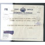 Royalty, POST OFFICE TELEGRAM DUCHESS AOSTA SS NAPOLI 1939 COUTTS BANK GREENFIELD Fine Overseas Post