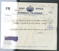 Royalty, POST OFFICE TELEGRAM DUCHESS AOSTA SS NAPOLI 1939 COUTTS BANK GREENFIELD Fine Overseas Post