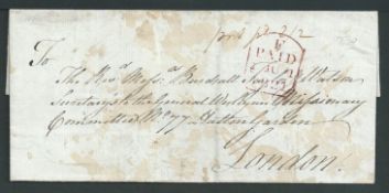 Nevis 1821 Entire letter prepaid 2/2 to London backstopped with scarce two line "NEVIS" datestamp i