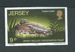 G.B. - Channel Islands 1972 Wildlife Preservation Trust 9p Tuatara Lizard - Courvoisier Imperforate
