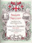 LORD MAYOR OF LONDON NEW LORD MAYOR 1900 Programme of Procession for the Right Honourable Frank Gre