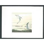 Antigua 1980 Birds: Imperforate Proof of the $2.50 Miniature Sheet, affixed to piece of card.