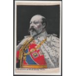 ROYALTY FINE SILK EDWARDIAN SOUVENIR OF KING EDWARD VII BY W & D DOWNEY