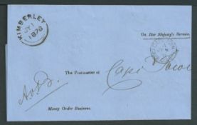 Griqualand West / Cape of Good Hope 1878 O.H.M.S. Money Order Business Wrapper to the Postmaster, Ca