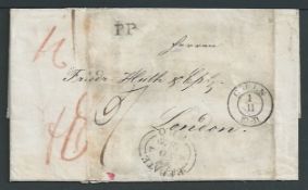 G.B. - London 1839 Entire letter (faults) from Germany to London charged 10/- but endorsed by Freder