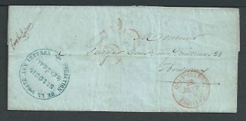 French Colonies - Senegal 1853 Entire letter from St Louis to Bordeaux endorsed "Par le Galam" with