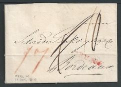German States - Thurn & Taxis 1814 Entire Letter from Berlin to Bordeaux with a good impression of t